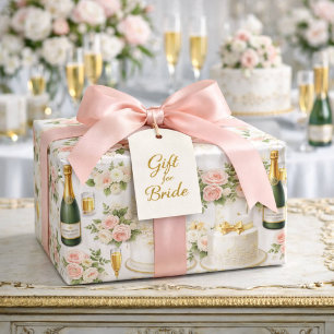 Papel De Presente Padrão de Chá de Noiva em Rosa Champagne
