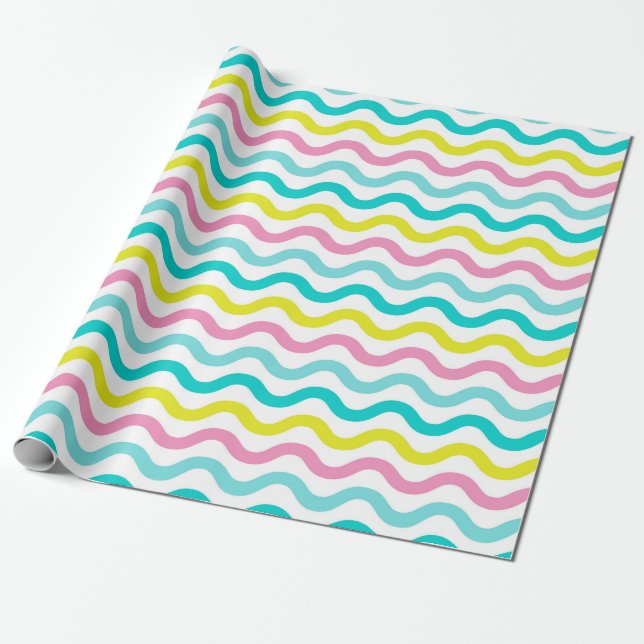 Papel De Presente Padrão de Chevron de Ondas de Abstrato Cute | (Desenrolado)