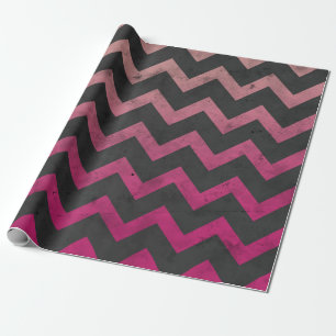 Papel De Presente Padrão de chevron rosa magenta vermelho ombre cinz