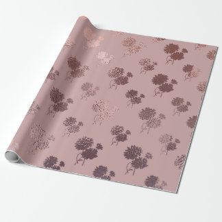 Papel De Presente Padrão de Chrysanthemum Dourado rosa a rosa-pentea