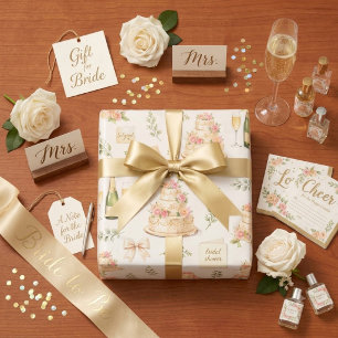 Papel De Presente Padrão de Chuveiro de Noiva com Arcos de Marfim e