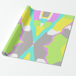 Papel De Presente Padrão de Cinza rosa abstrato Art Pastel Coral