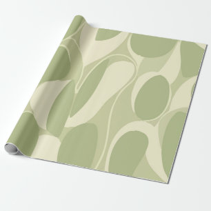 Papel De Presente Padrão de Círculo Abstrato Verde Claro e Bege