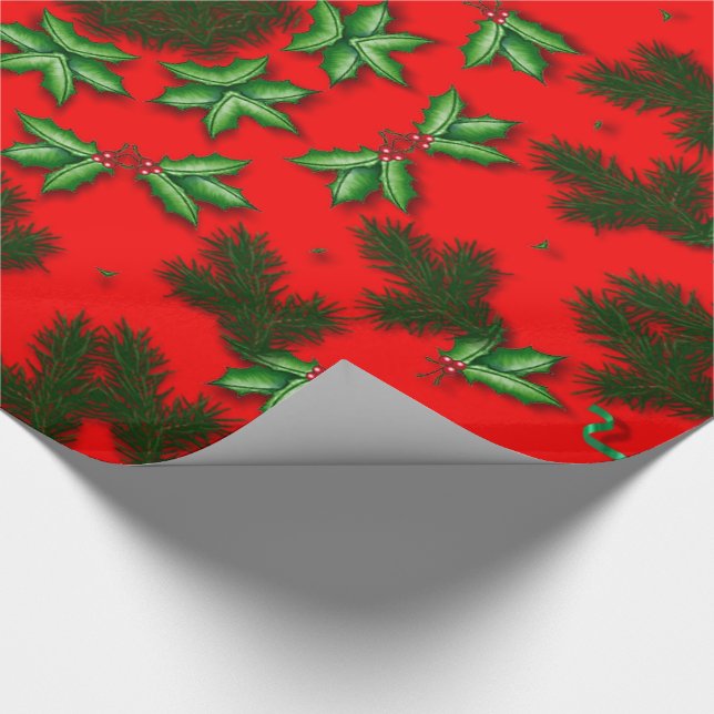 Papel De Presente Padrão de Círculo de Férias de Natal Red Green Hol (Ponta)