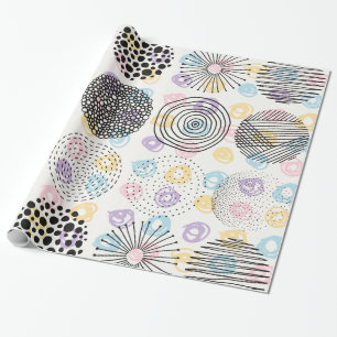 Papel De Presente Padrão de Círculos em Mão Moderna