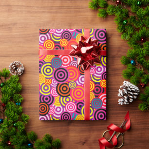 PAPEL DE PRESENTE PADRÃO DE CÍRCULOS FUNKY