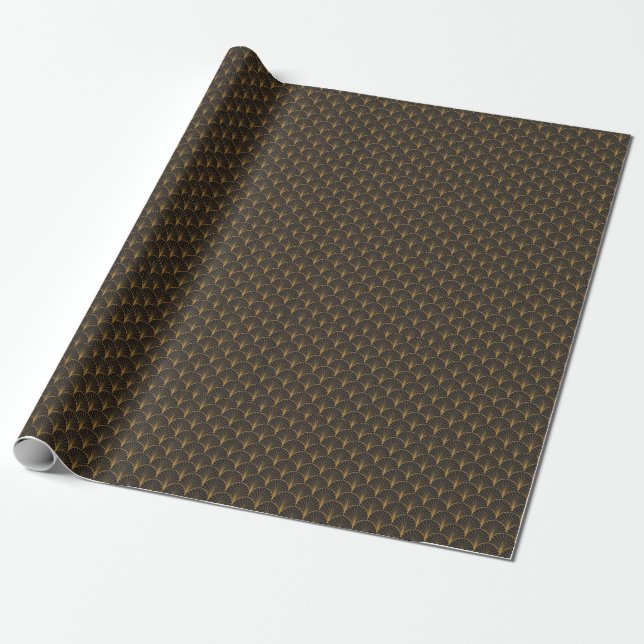 Papel De Presente Padrão de Círculos Geométricos Art Déco (Desenrolado)