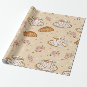 Papel De Presente Padrão de Cobertura de Café Flor de Cerejeira (2)