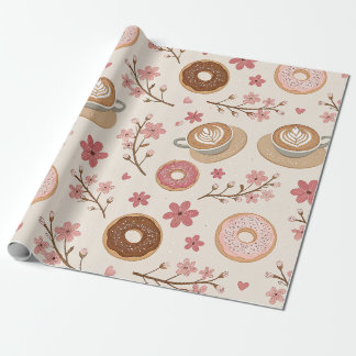 Papel De Presente Padrão de Cobertura de Café Flor de Cerejeira (3)