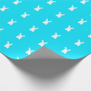 Papel De Presente Padrão de coelho azul aqua coral vibrante da Pásco