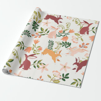 Papel De Presente Padrão De Coelho Coelho Bonito, Bravo E Colorido