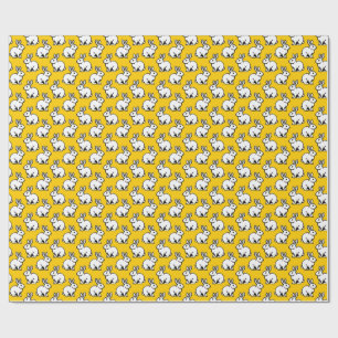 Papel De Presente Padrão de Coelhos - Preto e Branco com Âmbar