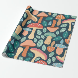 Papel De Presente Padrão de Cogumelo Florestal Encantado