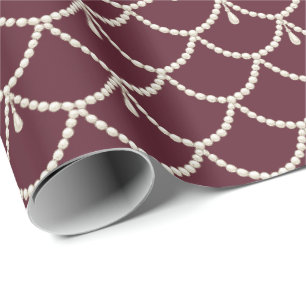 Papel De Presente Padrão de Colar de Pérolas de Luxo   Pérola de Mar