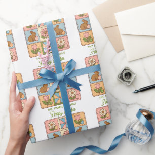 Papel De Presente Padrão de Colcha de Coelhinho da Páscoa Feliz Fofa