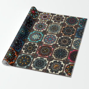 Papel De Presente Padrão de colheita colorida, sem costura, com flor