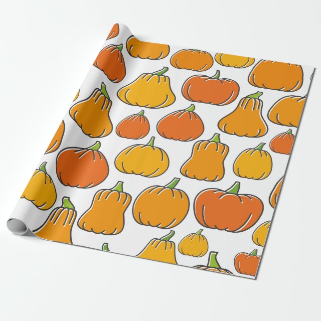 Papel De Presente Padrão de colheita de abóbora sem descontinuidades (Desenrolado)