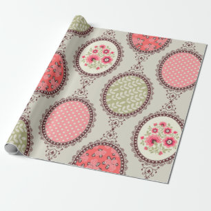 Papel De Presente Padrão de colheita floral sem costura. Vintage