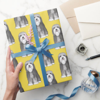 Papel De Presente Padrão de Collies Cute Bearded