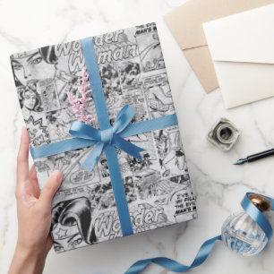 Papel De Presente Padrão de Cômica Vintage da Mulher-Maravilha