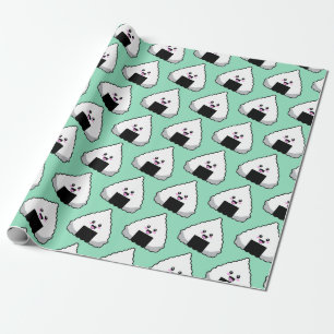 Papel De Presente Padrão de Comida de Sushi Onigiri Japonês Kawaii F