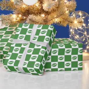 Papel De Presente Padrão de comparação dos Lábios verdes e branc