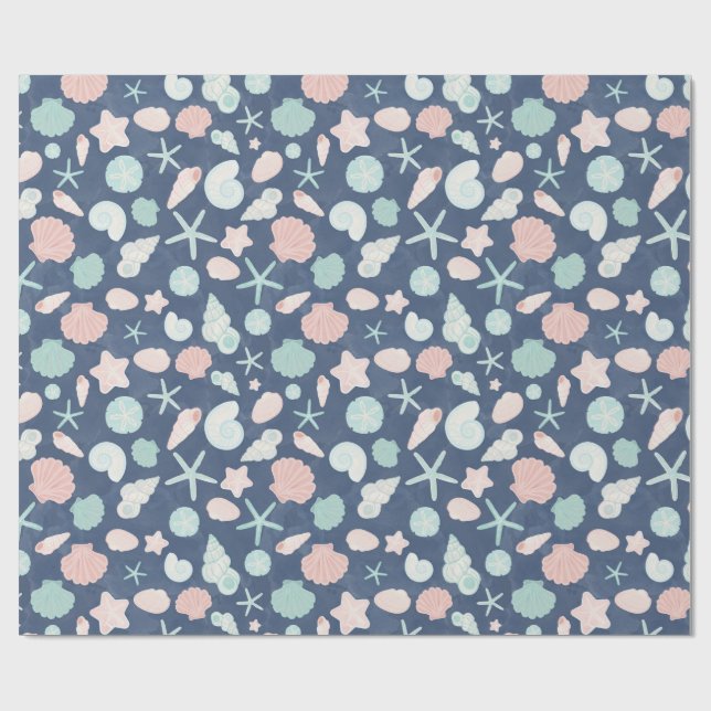Papel De Presente padrão de conchas (Aberto)