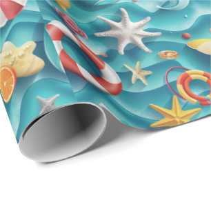Papel De Presente Padrão de conchas de praia fofas