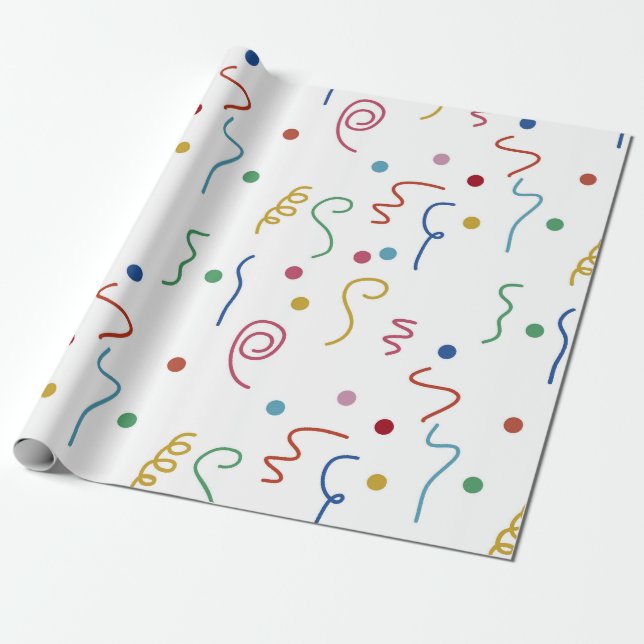 Papel De Presente Padrão de Confetes de Festa Coloridos (Desenrolado)
