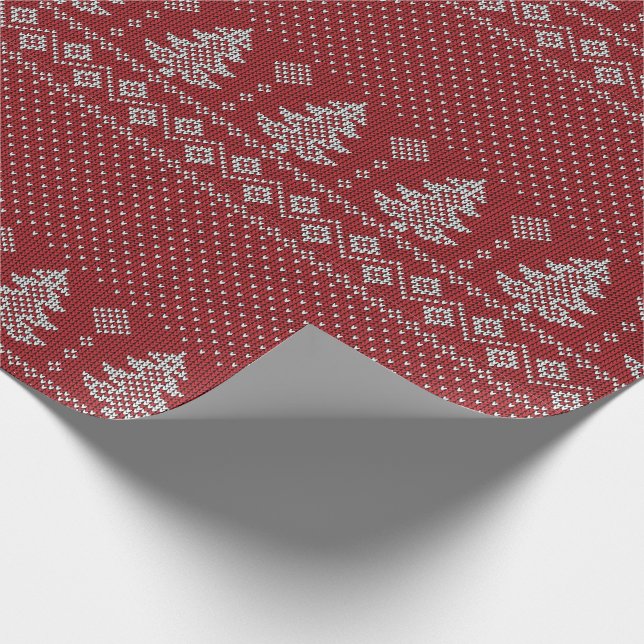 Papel De Presente Padrão de Conjunto Aconchegante de Férias Tricotad (Ponta)