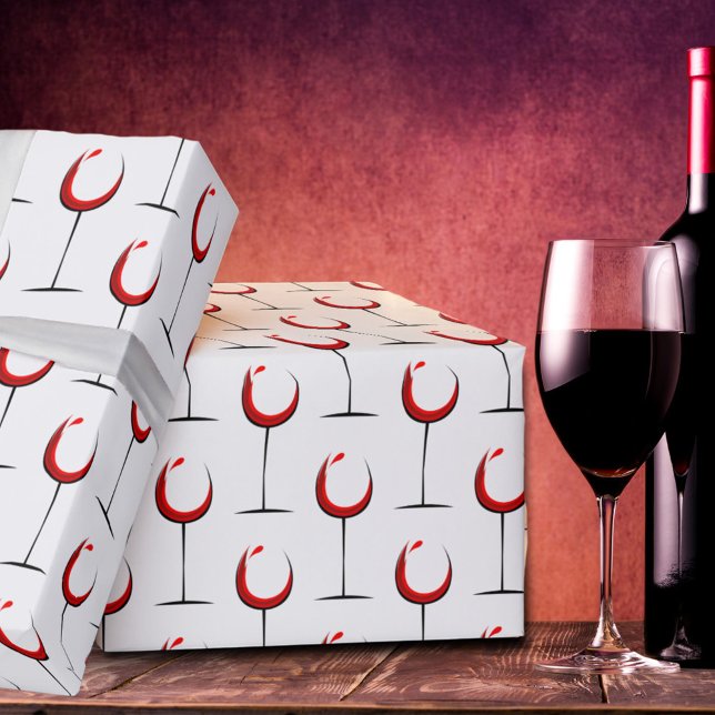 Papel De Presente Padrão de Copo de Vinho Tinto Moderno Presente (Criador carregado)