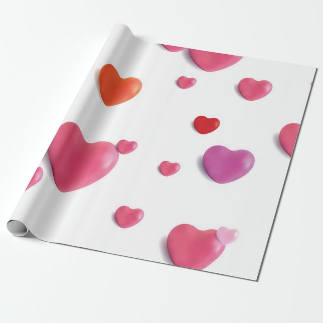 Papel De Presente Padrão de coração (Desenrolado)