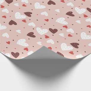 Papel De Presente Padrão de Coração