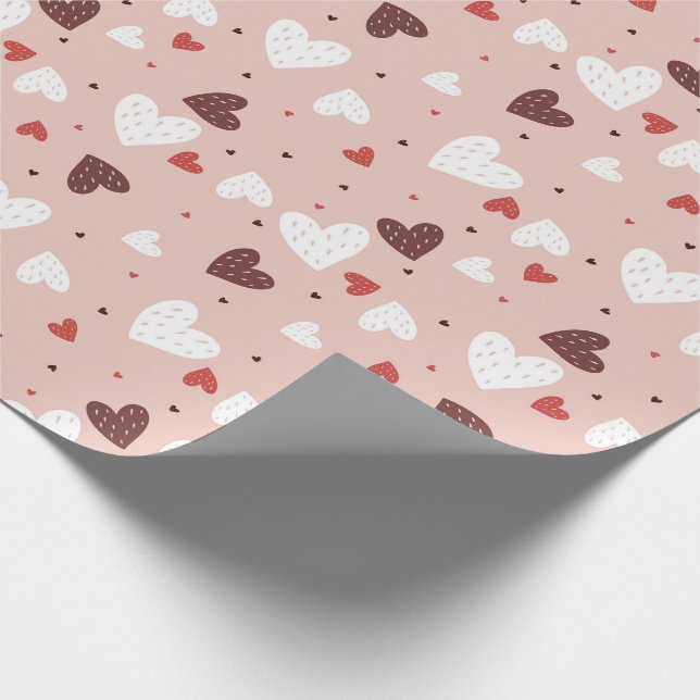 Papel De Presente Padrão de Coração (Ponta)
