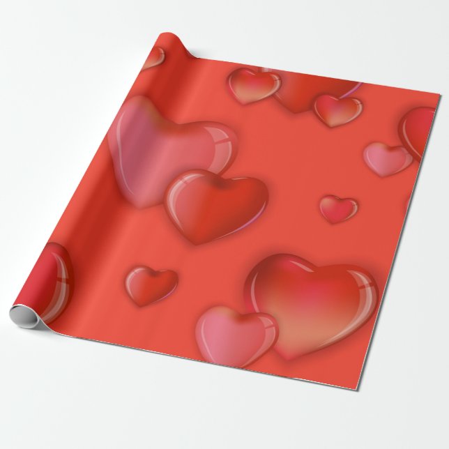 Papel De Presente Padrão de coração (Desenrolado)