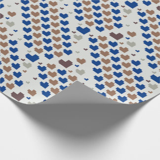 Papel De Presente Padrão de Coração de Pixel Diagonal