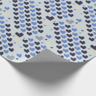 Papel De Presente Padrão de Coração de Pixel Diagonal