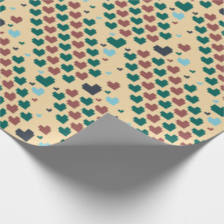 Papel De Presente Padrão de Coração de Pixel Diagonal
