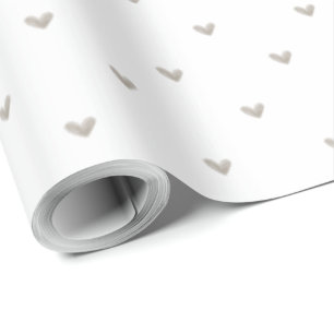 Papel De Presente Padrão de Coração Elegante Bege