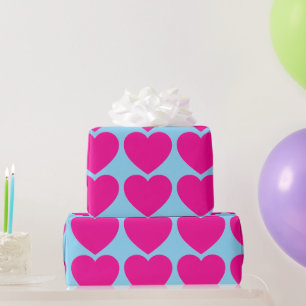 Papel De Presente Padrão de Coração Rosa Brilhante