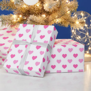 Papel De Presente Padrão de Coração Rosa de Conscientização sobre o 