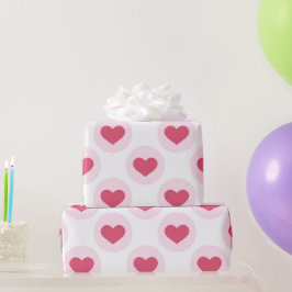 Papel De Presente Padrão de Coração Rosa dos Namorados bonito