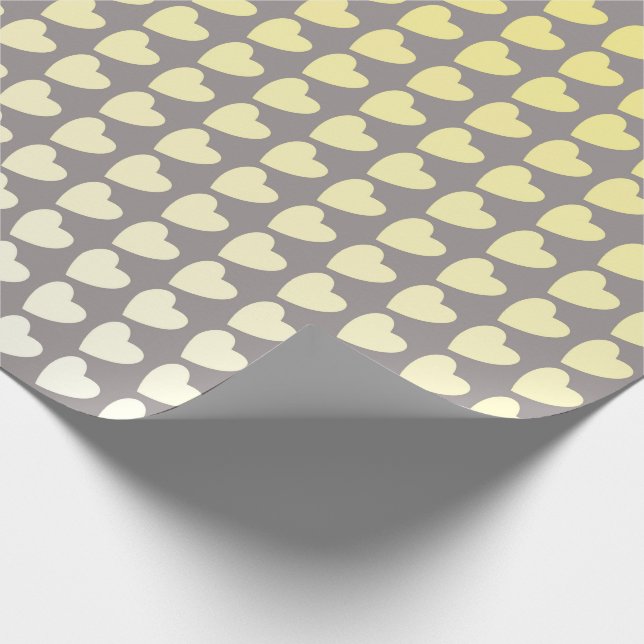 Papel De Presente Padrão de Coração Simples Amarelo Cinza Feminino (Ponta)