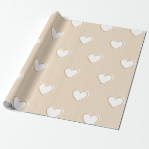 Papel De Presente Padrão de Coração Simples, Grito e Branco Cor-de-R