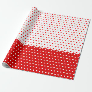 Papel De Presente Padrão De Coração Vermelho E Branco Clássico