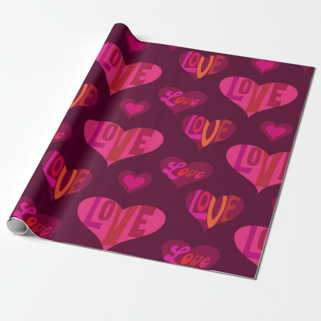 Papel De Presente Padrão de corações (Desenrolado)