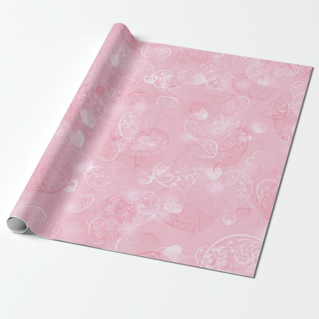 Papel De Presente Padrão de corações (Desenrolado)