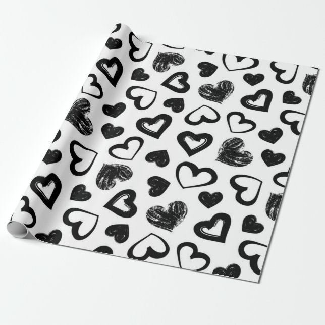 Papel De Presente Padrão de corações (Desenrolado)