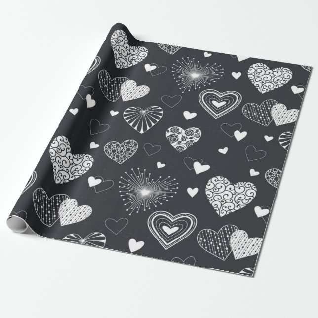 Papel De Presente Padrão de corações (Desenrolado)