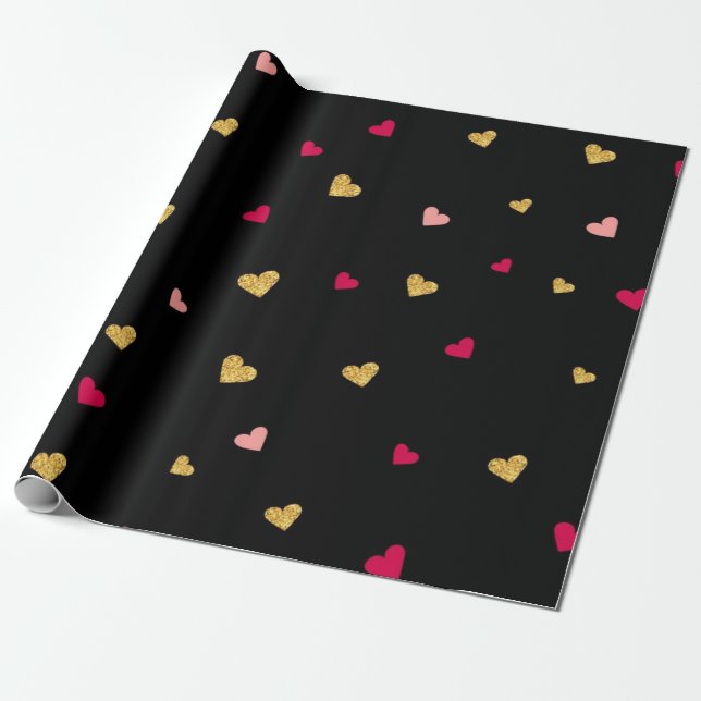 Papel De Presente Padrão de corações (Desenrolado)